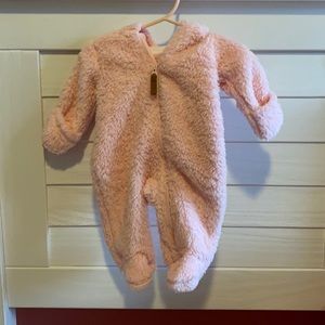 Newborn Pink Sherpa Pram Snowsuit